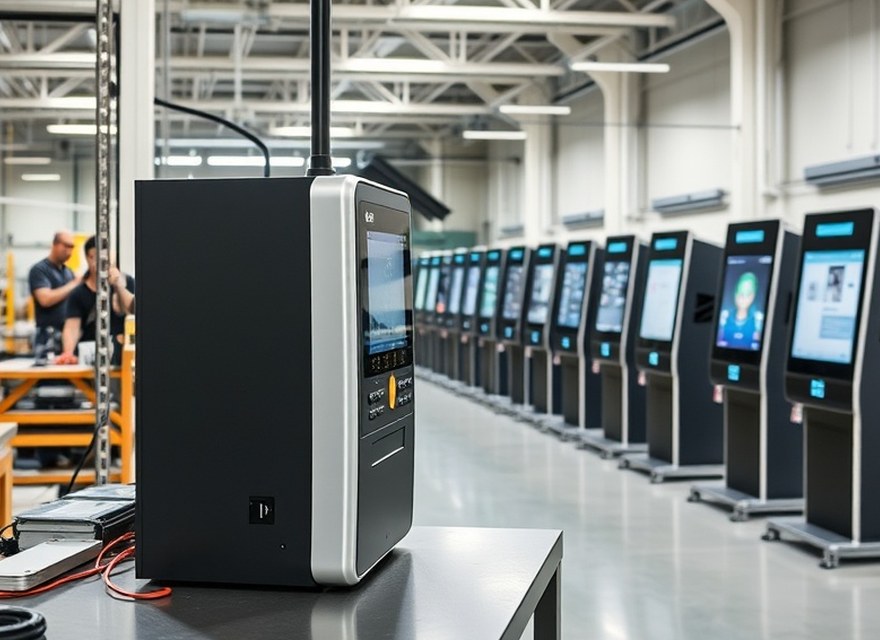 Módulo dispensador de un terminal de autoservicio en banco de pruebas